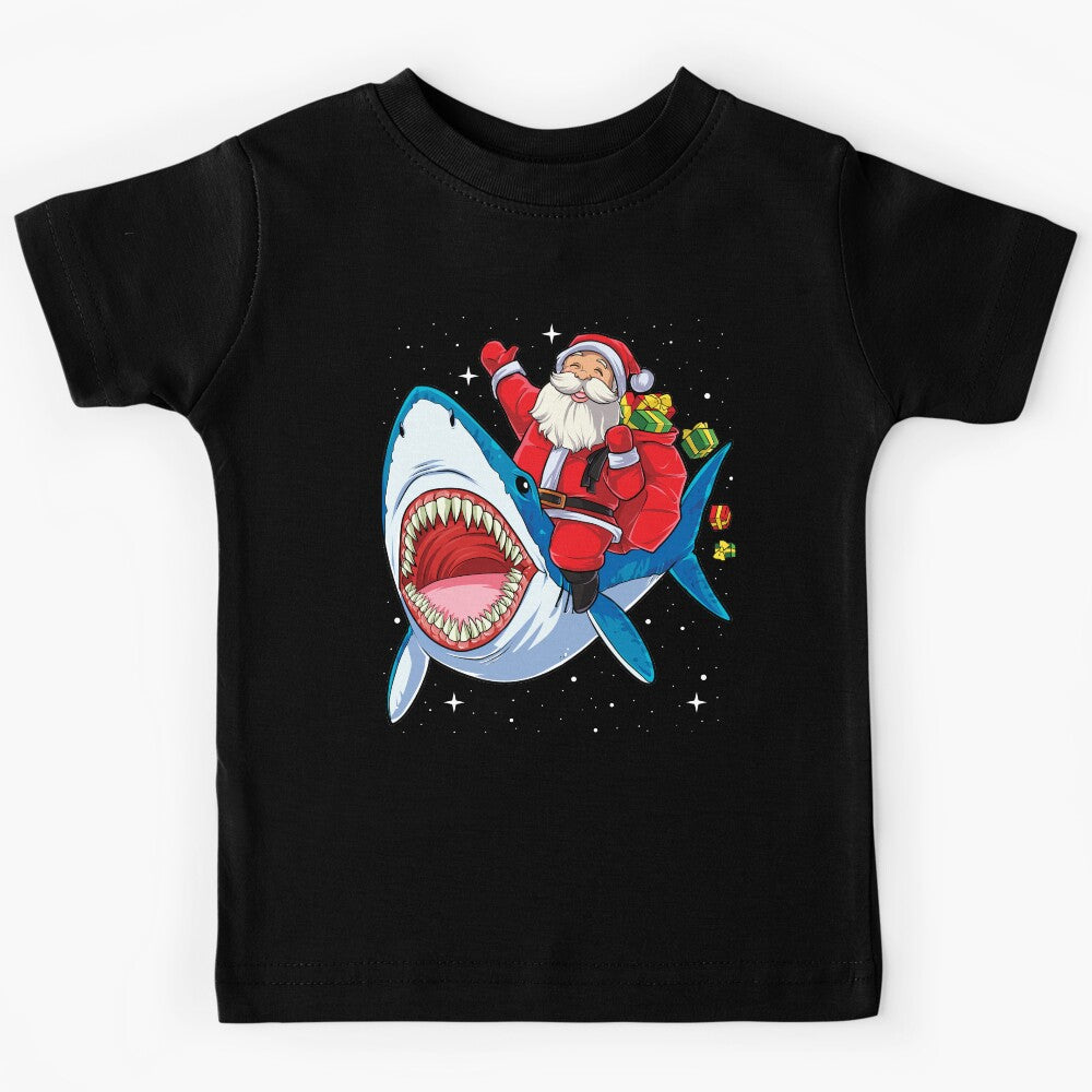 Santa Riding Shark T Shirt Christmas Gifts Galaxy Space Tees by LiqueGifts