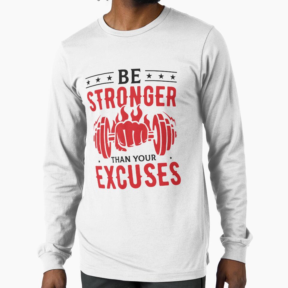 Be stronger than your excuses workout red and black design by Smartmano