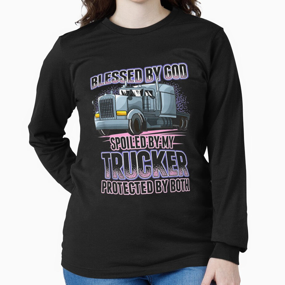 Blessed God Spoiled My Trucker Trucker Wife Gift by vivanbess
