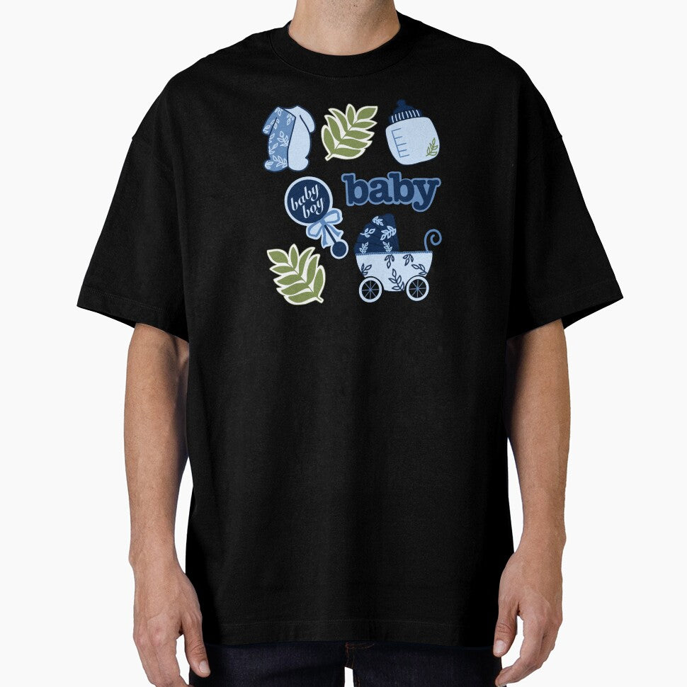 Baby shower - pregnancy - newborn baby boy - blue by Noodly Doodles