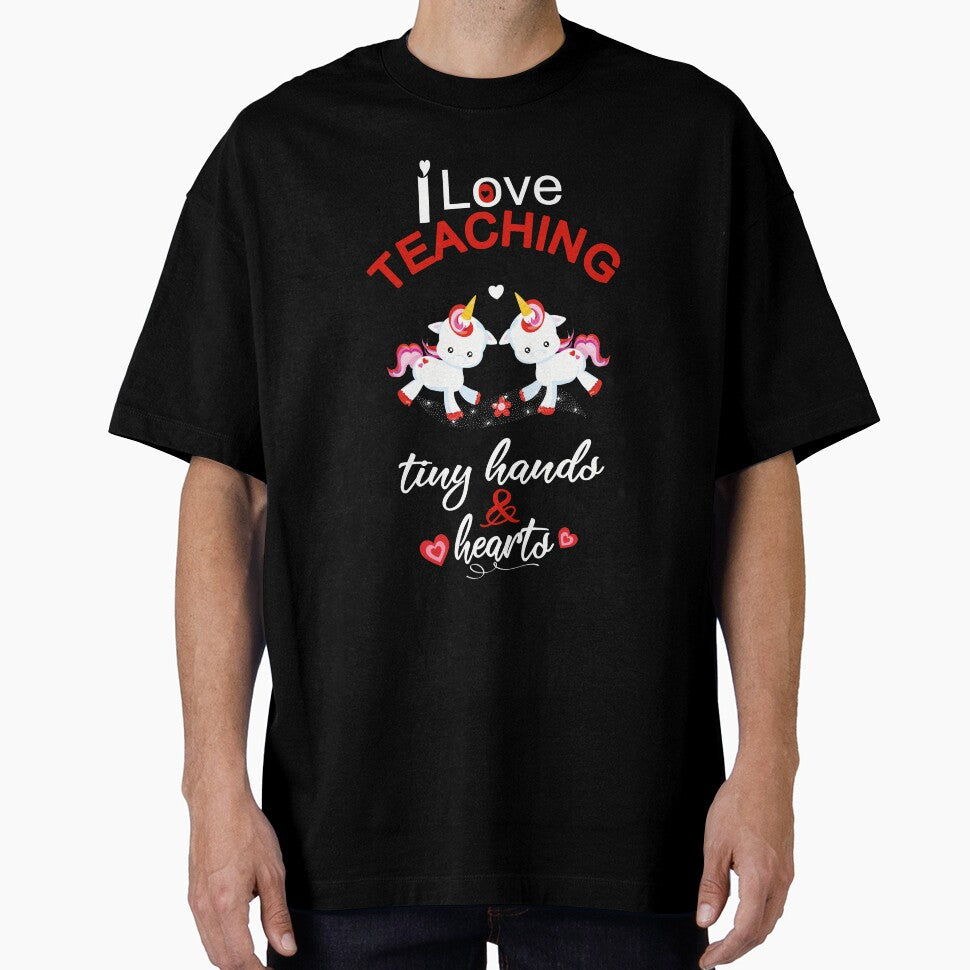 Valentine Teacher I Love Teaching Tiny Hands & Hearts With Unicorns by Sapphire Star