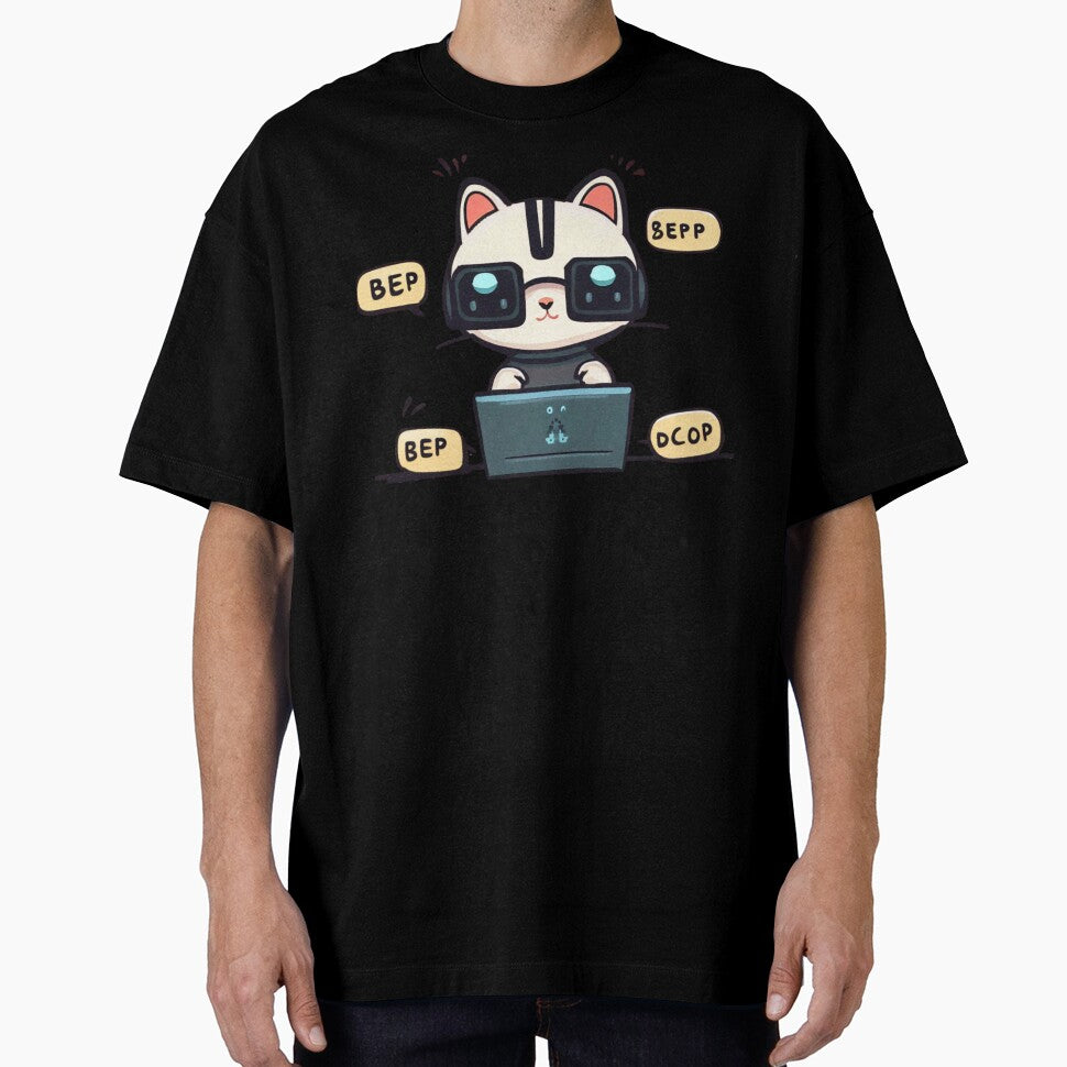 Programmer cat beep boop coding V2 by HipsterAnimals