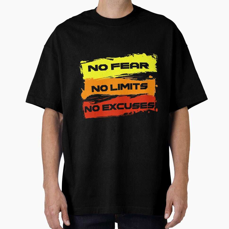 No Fear No Limits No Excuses - Workout T-Shirt by Uday24
