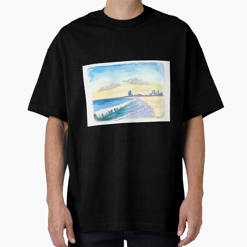 Beach Waves at City Beach of Barcelona by artshop77