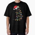 Santa Black Cat Tangled Up In Christmas Tree Lights Holiday by tronictees