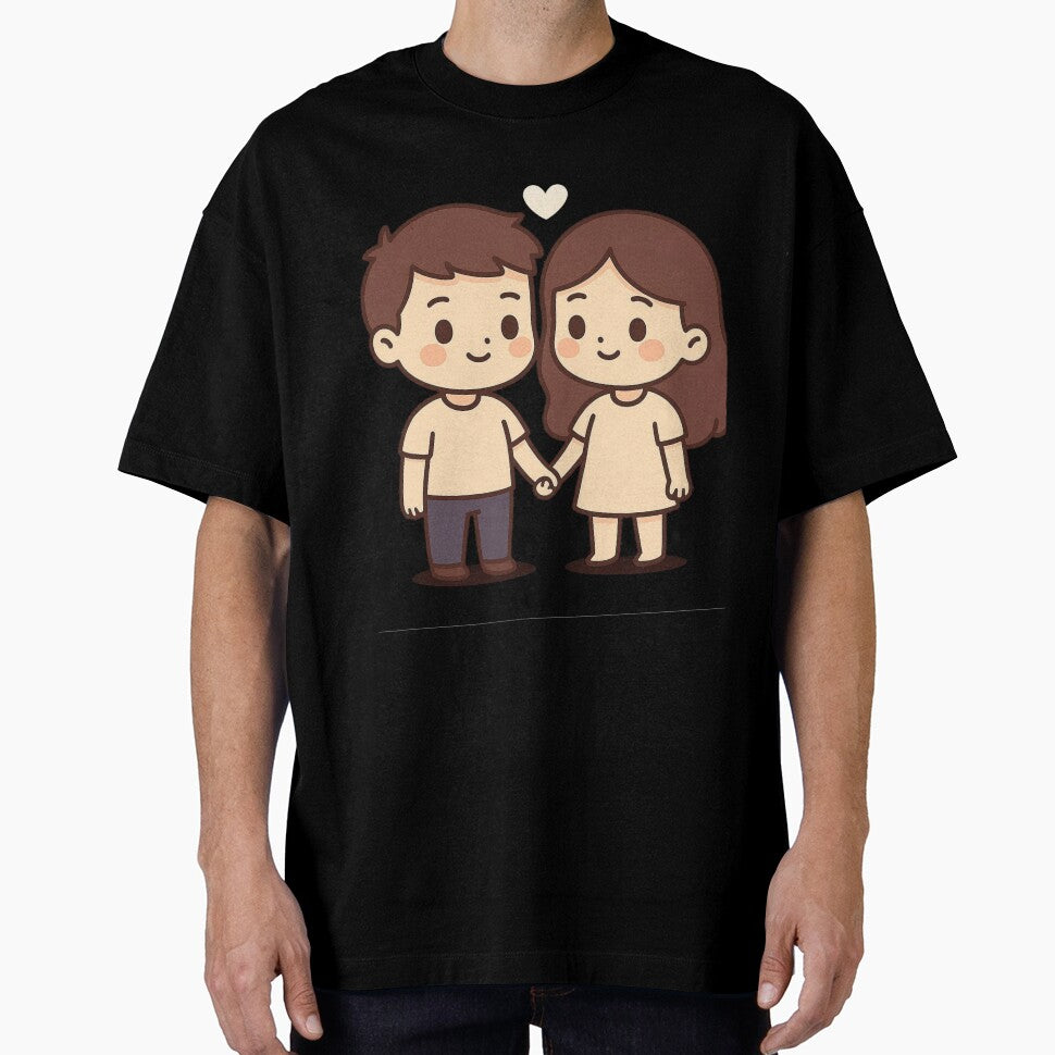 Cute Cartoon Couple Holding Hands | Love Illustration for Wallpapers & Gifts by KDesignCrafts
