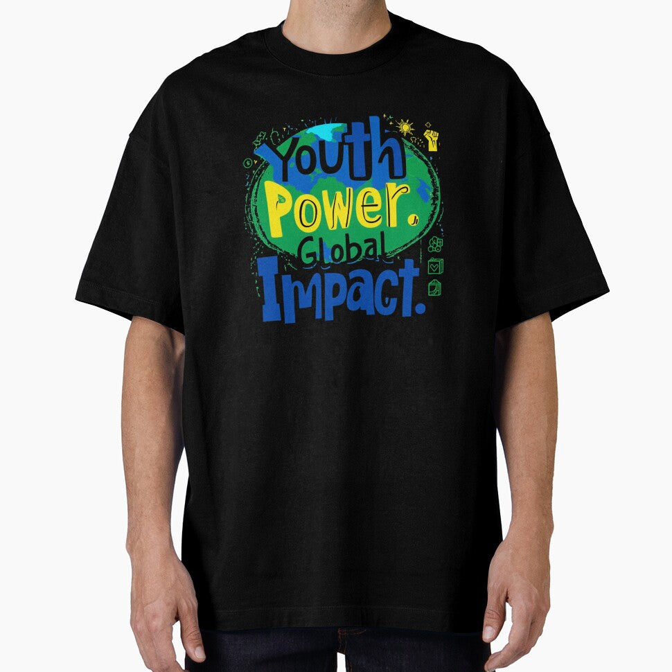 Youth Power Global Impact – Colorful Earth Theme Empowerment Typography Design by Leen Artie Studio