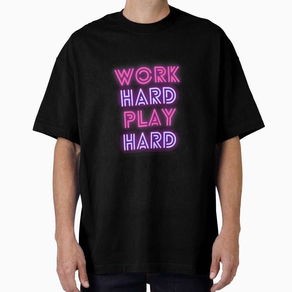 Work Hard Play Hard Neon Pink Purple by BeeMeCreative