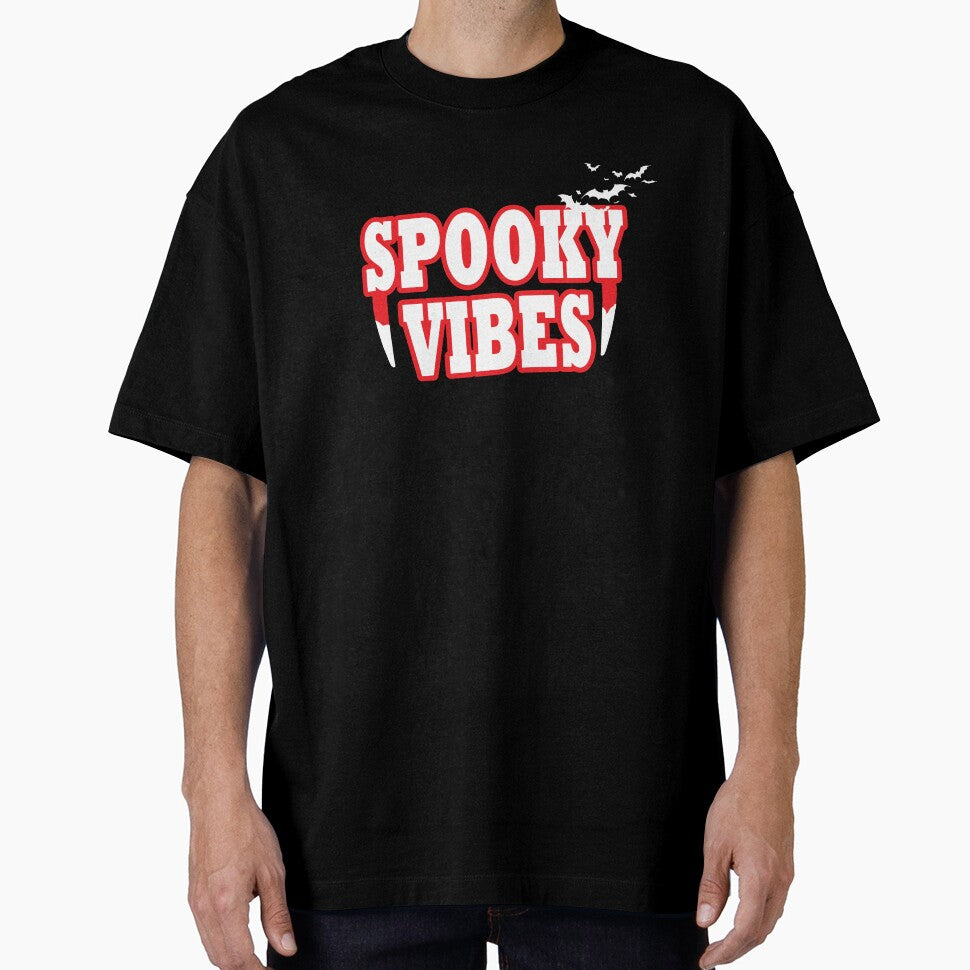 Spooky Vibes Shirt - Halloween Sticker - Spooky Vibes Design - Red Fangs by DreamersPlan