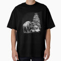 Christmas Bison with Gifts – Black and White Holiday Wildlife Art by inkoutninja