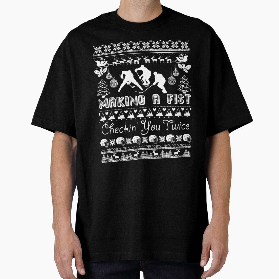 Hockey - Hockey Christmas Making A Fist Checkin You Twice by UnknownArtistt