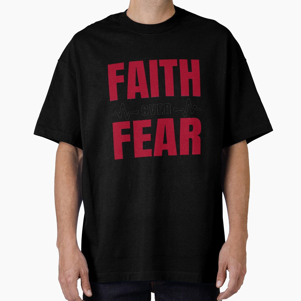 Faith Over Fear - Motivational Slogan Quote by Delandor