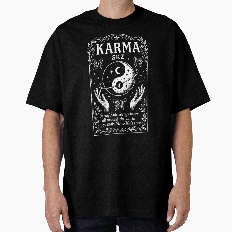 Stray Kids black and white shirt KARMA ceremony images group photo bang chan lee know changbin hyunjin han felix seungmin jeongin kpop skzoo by Kpop-Noona