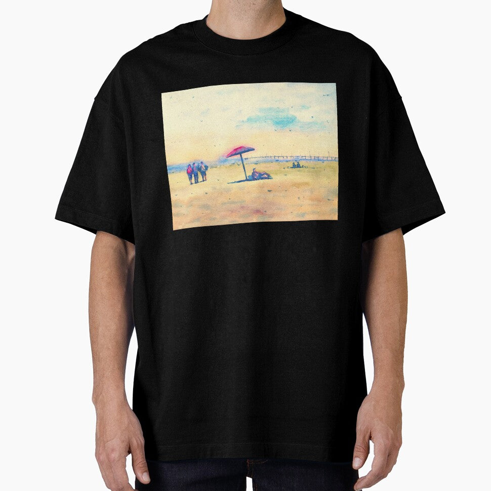 Hot and Sunny Beach Landscape Painting by darrenyeoart