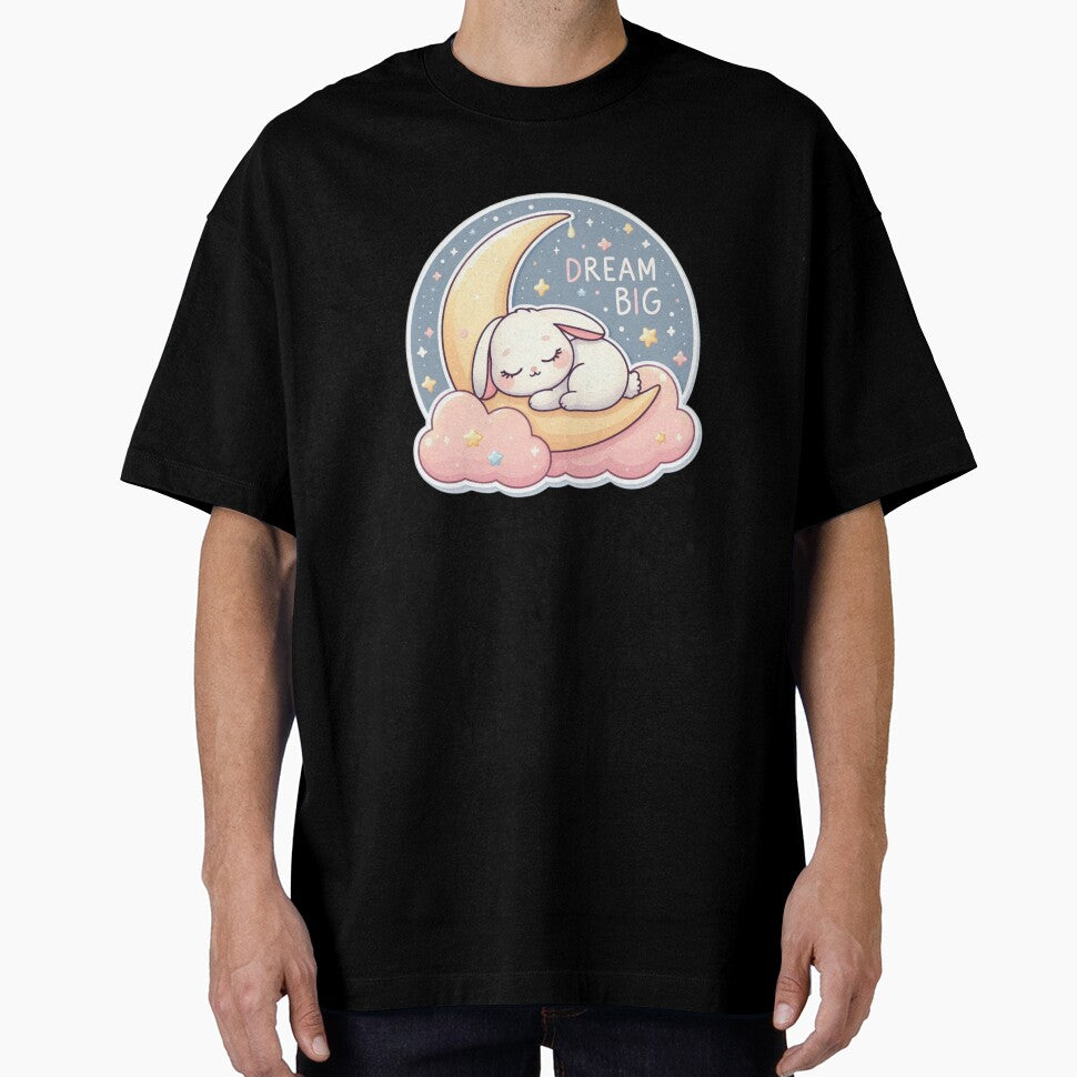 Dream Big Sleeping Bunny Sticker| Cute Kawaii Rabbit on Moon Design by carestazafeli