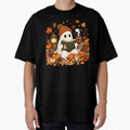 Cute Ghost Reading Book Autumn Halloween cozy by varin-studio