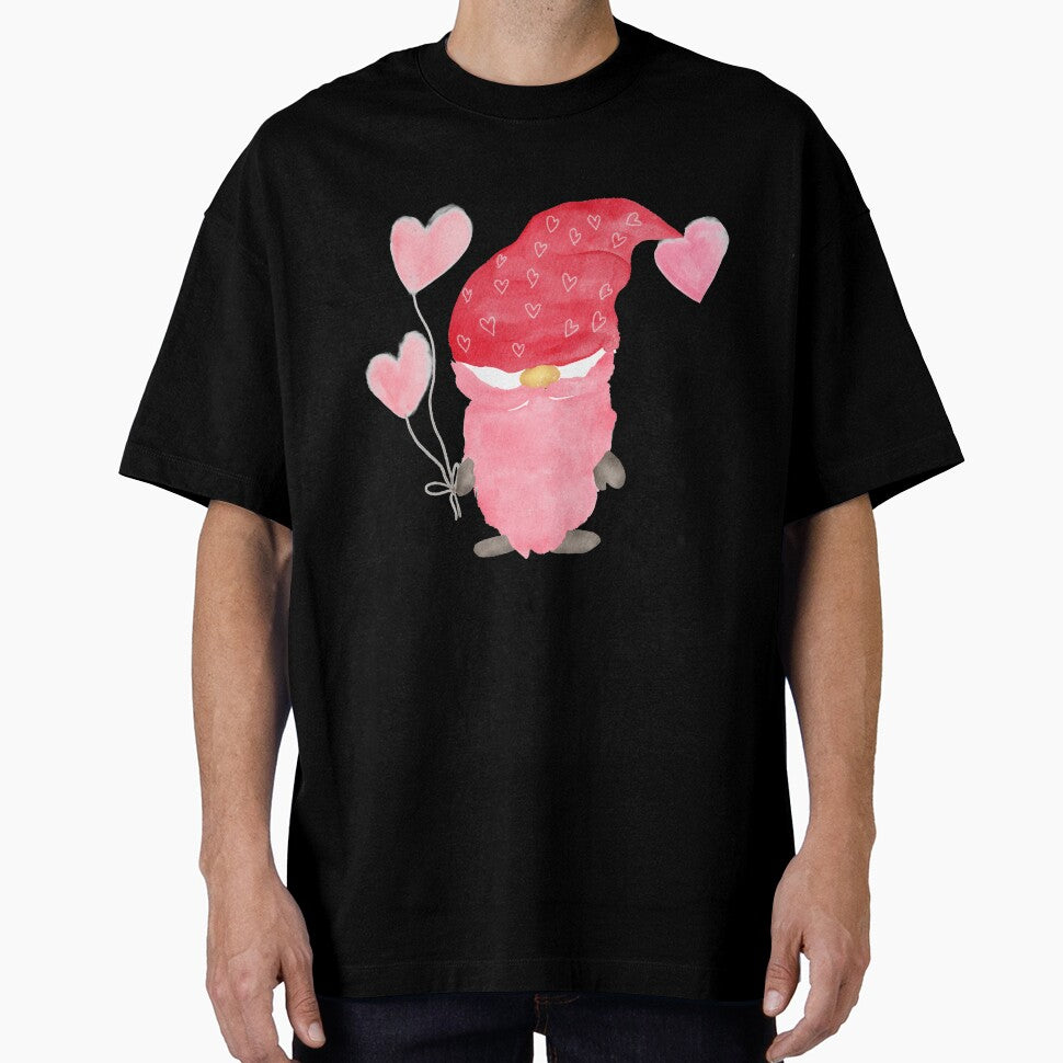Funny girl Valentine gnome heart watercolor by mlnana