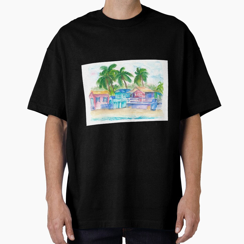 Colorful Tropical Houses at the Caribbean Dream Beach Island by artshop77