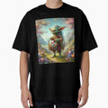 Goblin with a basket of Easter eggs in the forest flowers fantasy easter landscape by Expressions-Sel