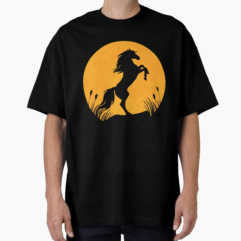 horse animal lover Silhouette in full moon gift by alaechamlal