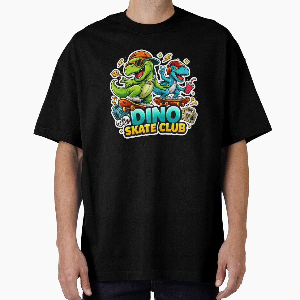 Dino Skate Club – Cool Skateboarding Dinosaur Cartoon Design by jerskie_12tribes