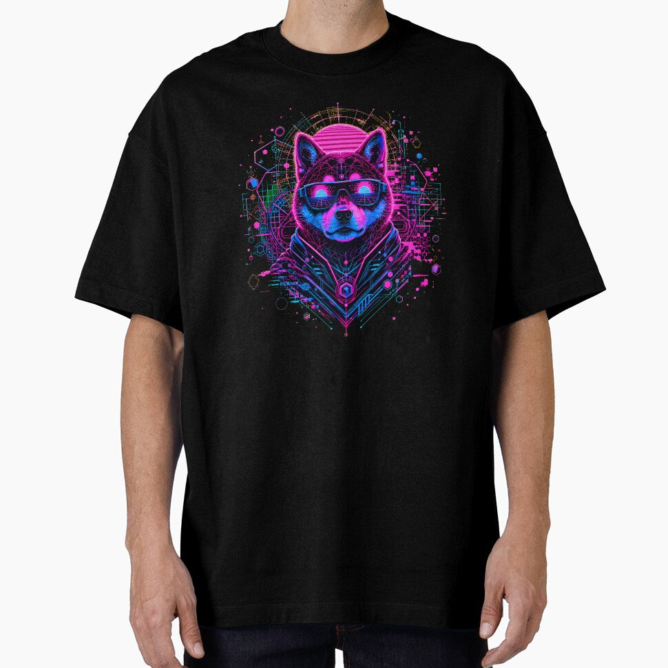 Synthwave Shiba Inu Futuristic Dog Sunglasses by chattsuede