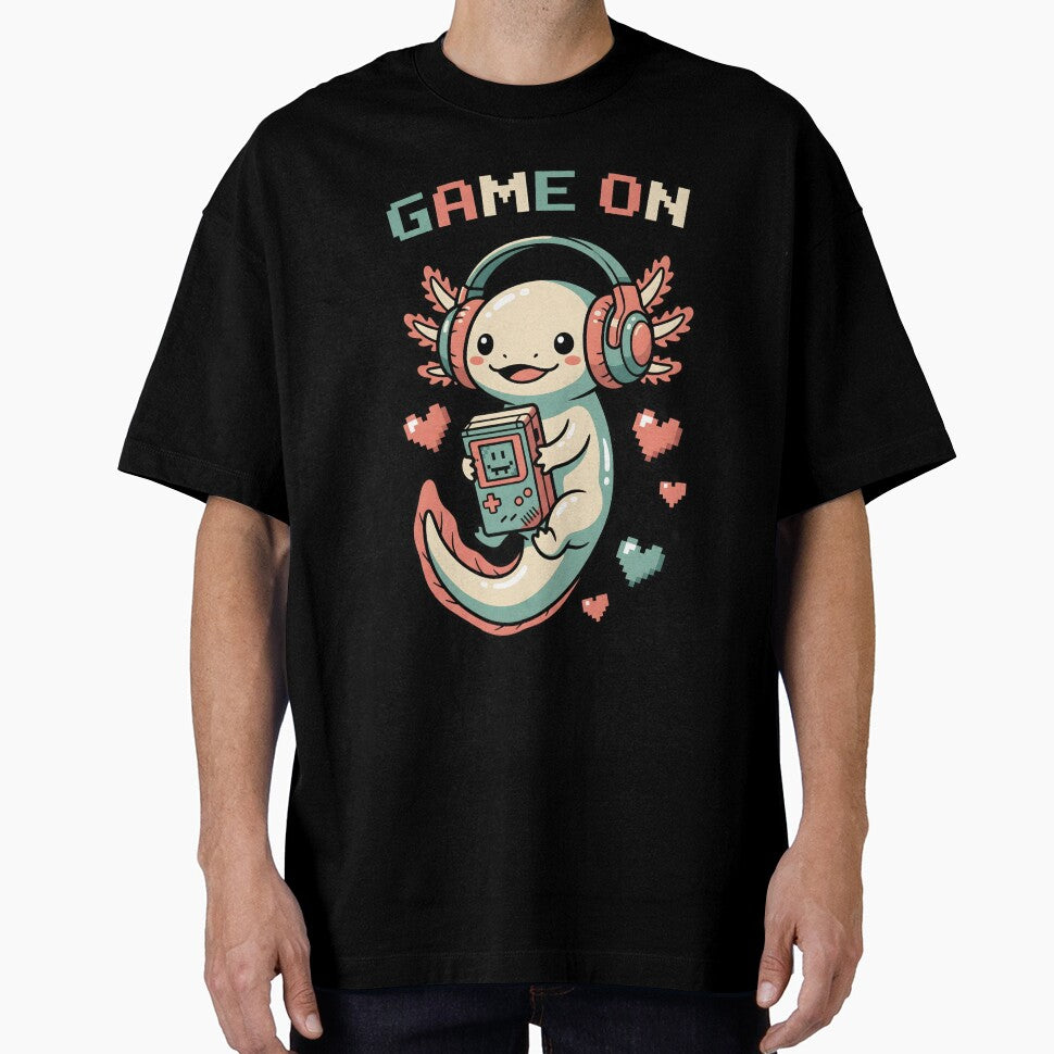 Gamer Axolotl - Retro Game On Handheld Gaming Art by AwesomeBeyondLimits