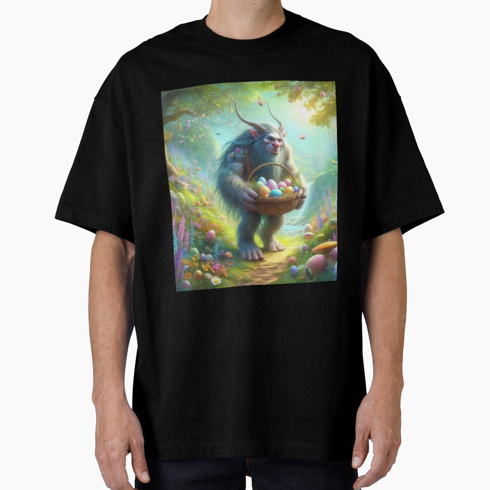 Troll with a basket of eggs in the forest happy fantasy easter landscape by Expressions-Sel