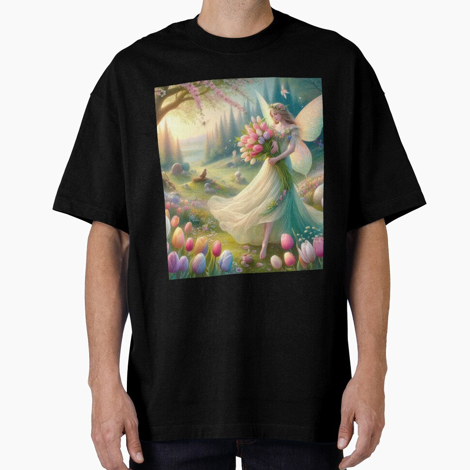 fairy with bouquet tulips happy fantasy easter landscape by Expressions-Sel