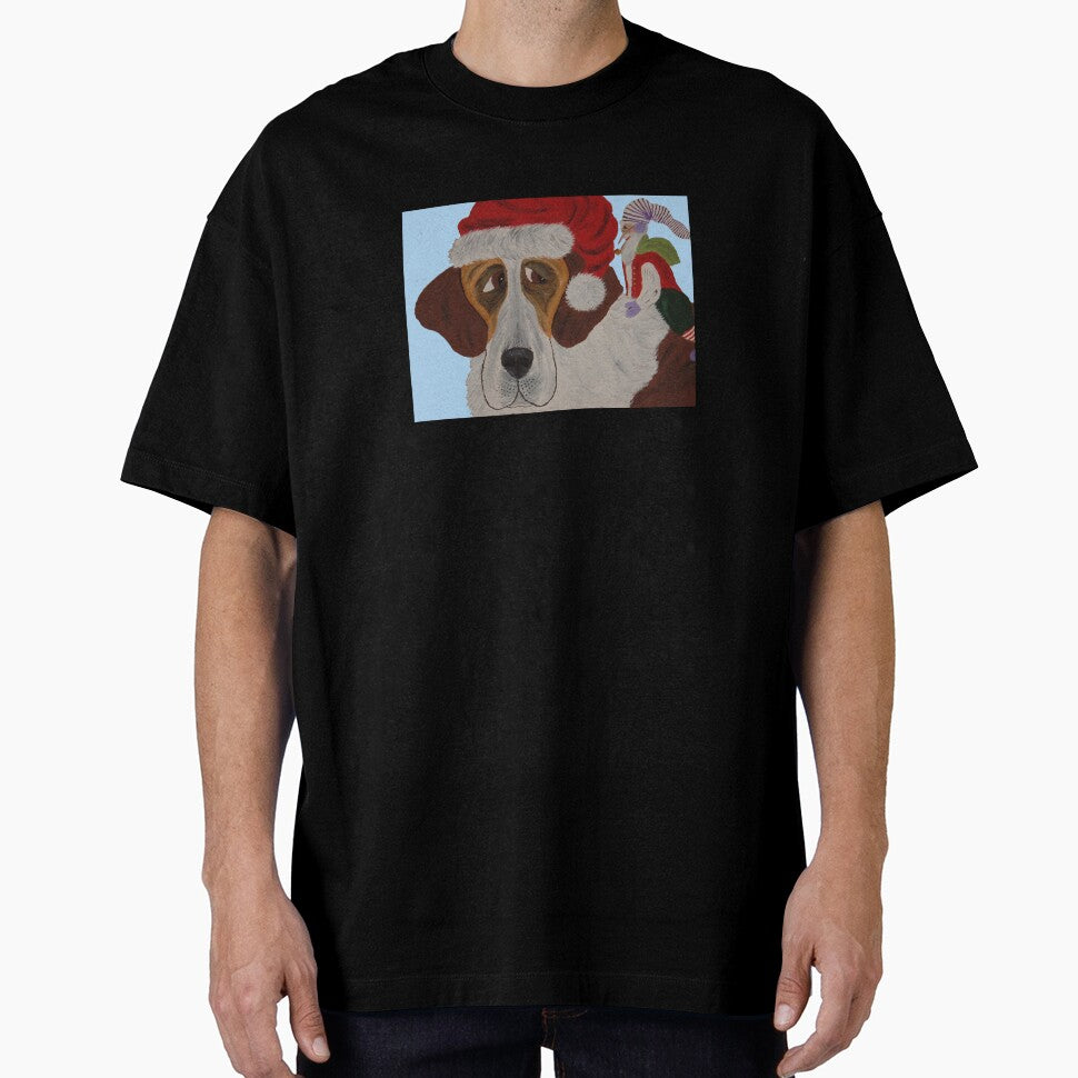 Christmas Saint Bernard and Elf by Squirreldumplings