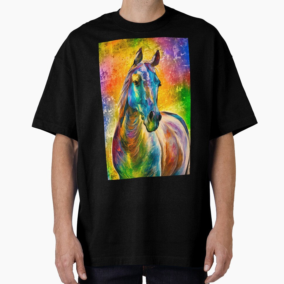 Colorful Arabian horse on a rusty metal background – digital painting by NickoPrints