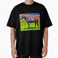 Thoroughbred horse on a pasture – colorful abstract painting by NickoPrints