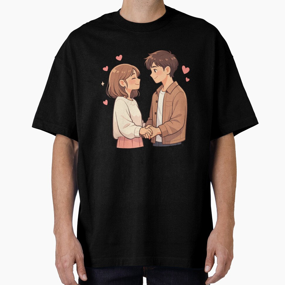 Cute Couple Holding Hands Sweatshirt Design, Romantic Heart Illustration Gift by tgmzshop