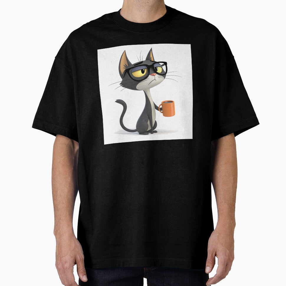 Cool Coffee Cat – Grumpy Morning Mood Cartoon by VivoStudio