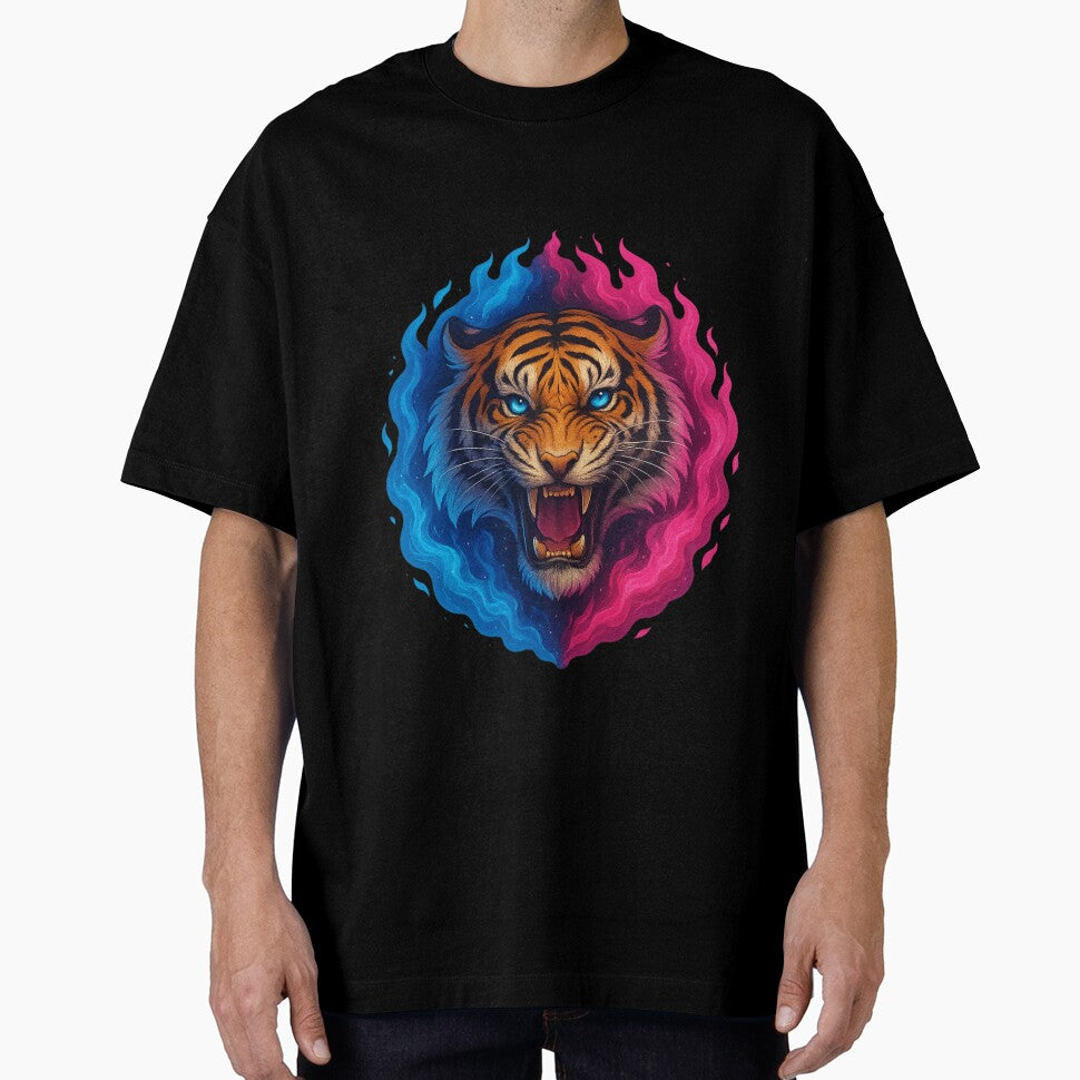 Fireborn Tiger – Blue & Pink Flame Aura by SarahsSZN