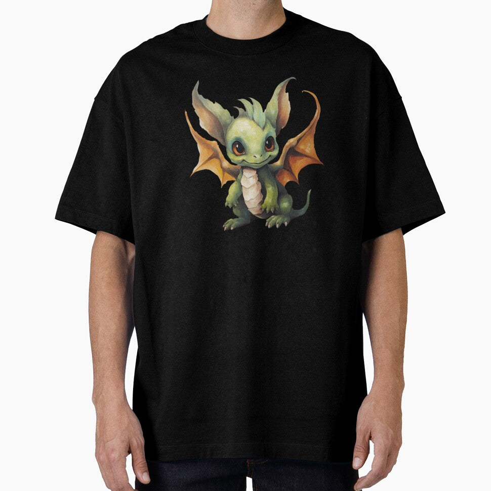 Cute Artwork of an Adorable Green Baby Dragon by CuteopiaGallery
