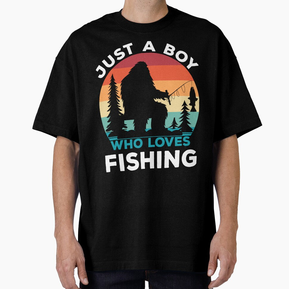Just Boy Who Loves Fishing Funny Fisherman Bigfoot Fish by SecretDicer