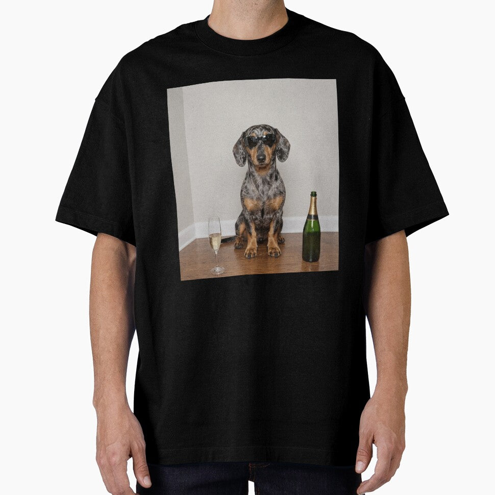 Funny Dachshund Dog Champagne Cool Wiener Dog Sunglasses by OMITTEROMINOUS