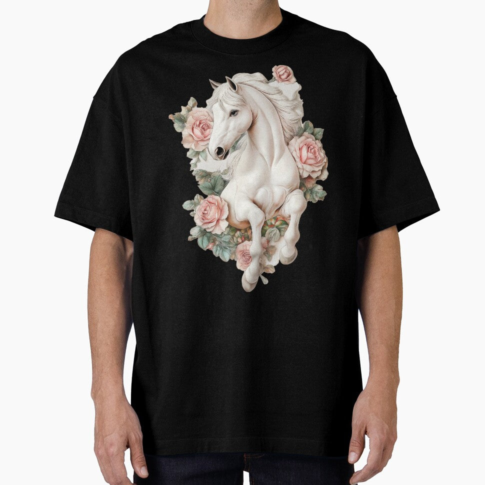 Horse Vintage Flowers by Fran Fryberg