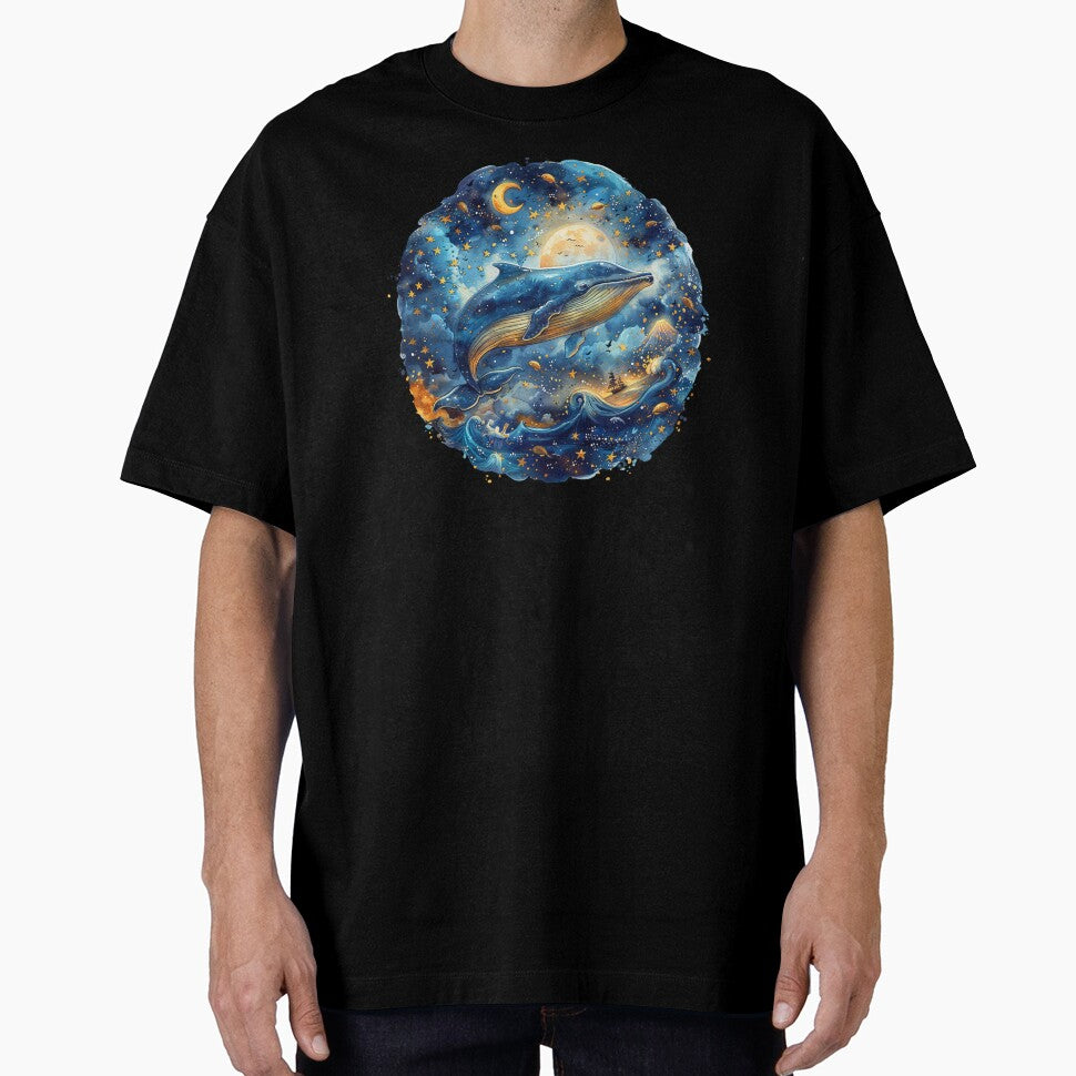 Nautical Ocean Whale Themed Design Moon and Stars by CarpanaBay