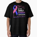 In This Family Nobody Fights Alone Pregnancy Infant Loss Awareness Feather Ribbon by frechettee
