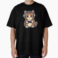 Cute Pixel Gamer Cat with Blue Headphones by BlurBlurDesign
