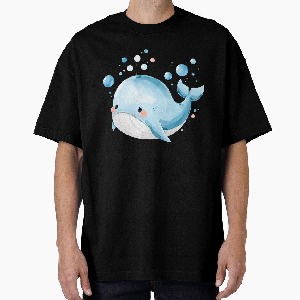 Cute Kawaii Blue Whale Watercolor Illustration | Adorable Ocean Animal | Pastel Sea Life Cartoon Sticker by PrintelloTH