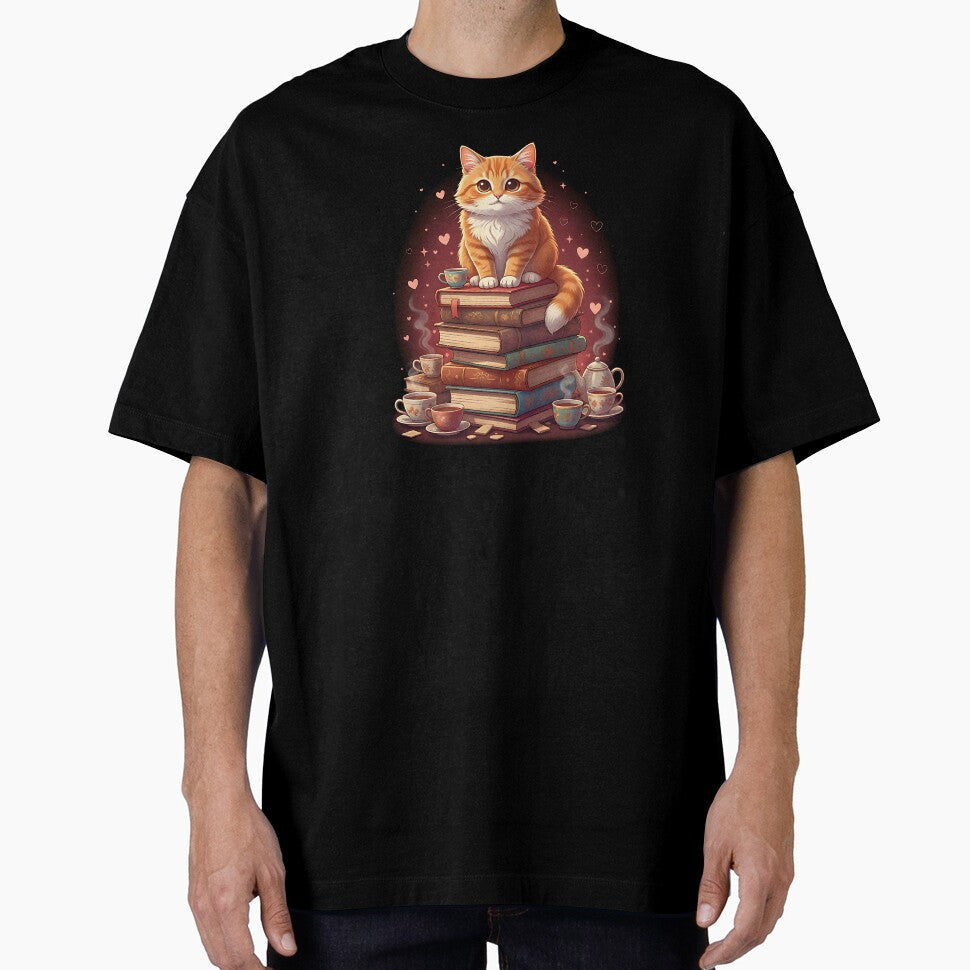 Cute Japanese Cat Valentine Book Lover Cozy Anime Art by SWEET-TINAPAY