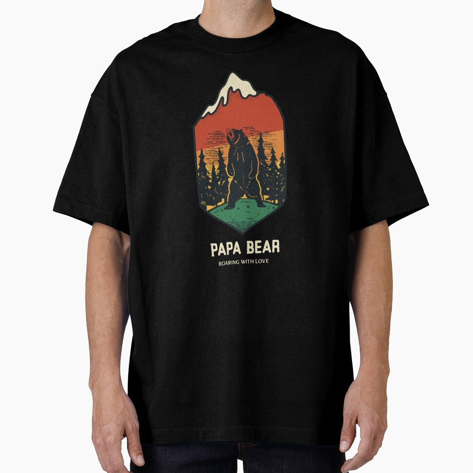 Retro Mountain Papa Bear - Roaring With Love Dad Tee by STLcollective