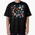 Cartoon School Supplies & Sports Pattern – Fun Back-to-School Kids Clothing Design by FestivityFinds