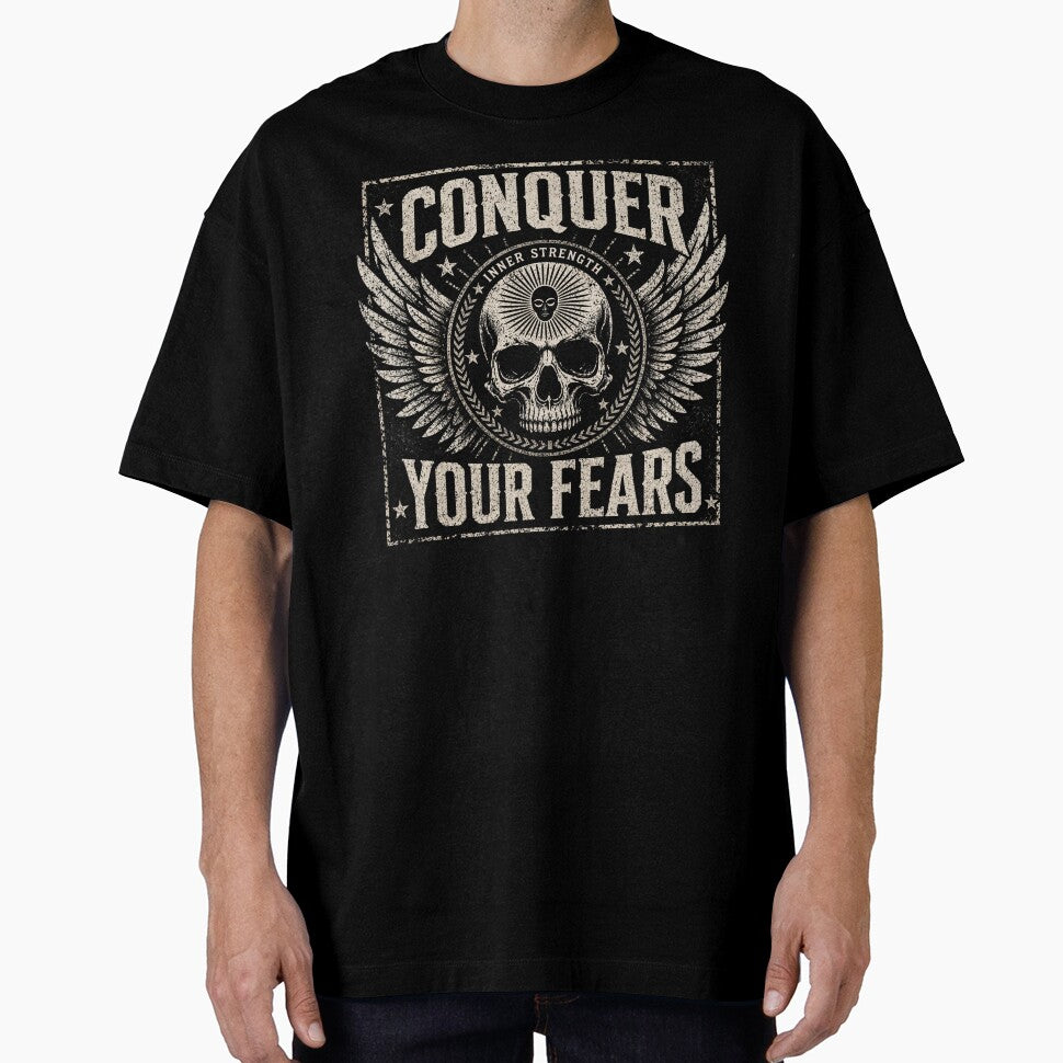 Vintage motivational skull design: Brave and strong by FusiTink