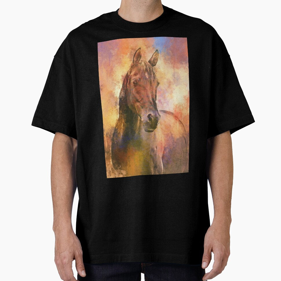 Brown Arabian horse portrait - aquarelle by NickoPrints