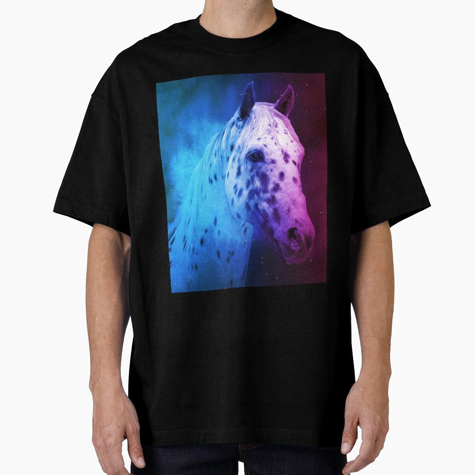 Appaloosa horse close up portrait in blue and violet by NickoPrints