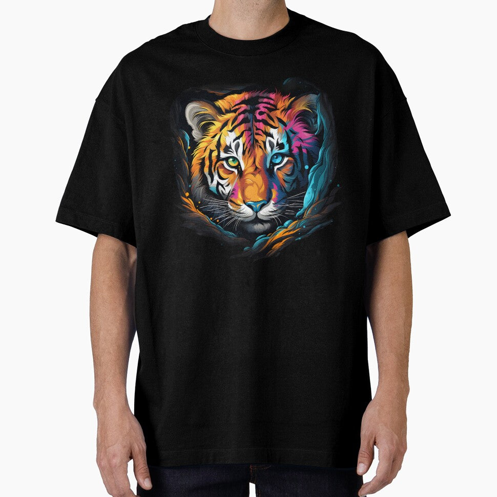 tiger face forest Hand painted watercolor tiger Colorful by KAMESUN